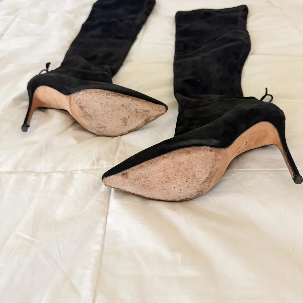 Pour La Victoire Caterina Black Suede Over The Knee Stiletto Boots 8.5